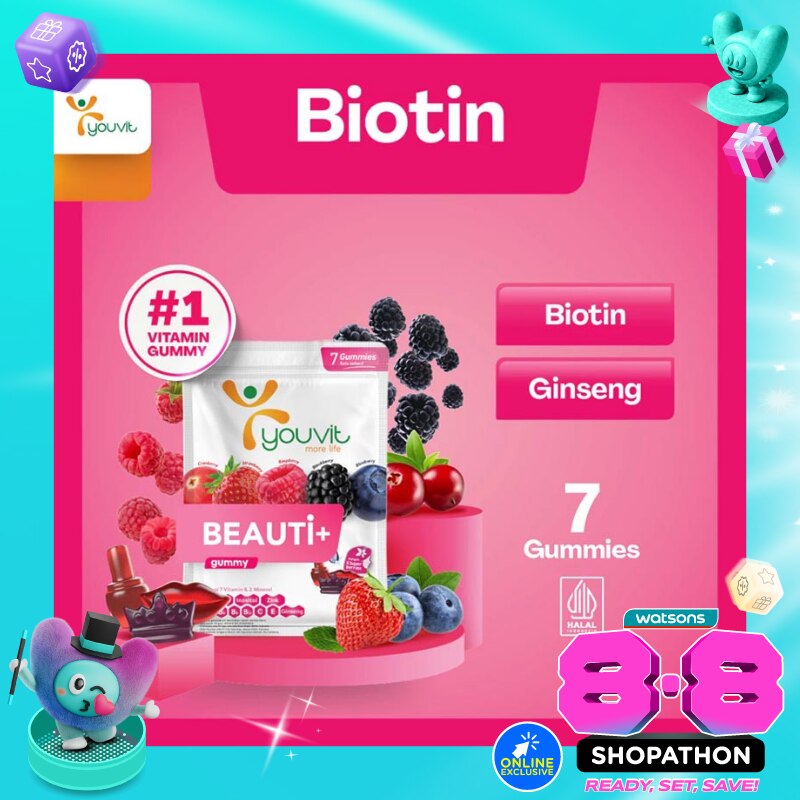 Youvit Beauti+ 7 Hari dengan Ginseng, Biotin dan Vitamin E 28g image