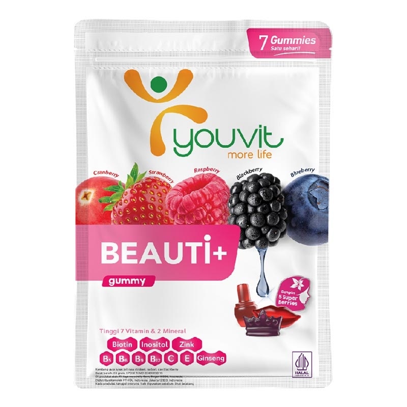 Youvit Beauti+ 7 Hari dengan Ginseng, Biotin dan Vitamin E 28g