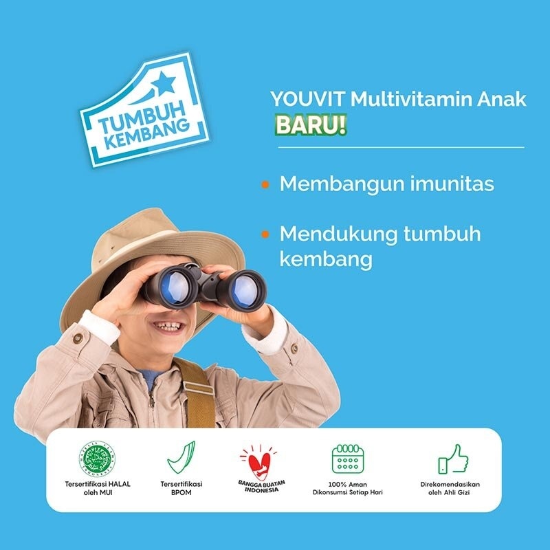 Youvit Multivitamin Anak 30 Hari dengan Vit.C, D, Zink, Sayur & Buah 120g