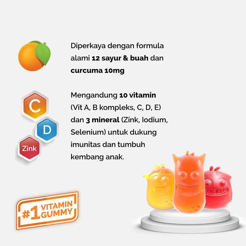 Youvit Multivitamin Anak 30 Hari dengan Vit.C, D, Zink, Sayur & Buah 120g