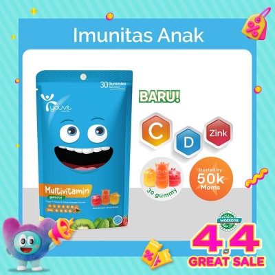 Youvit Multivitamin Anak 30 Hari dengan Vit.C, D, Zink, Sayur &. Buah 30'S