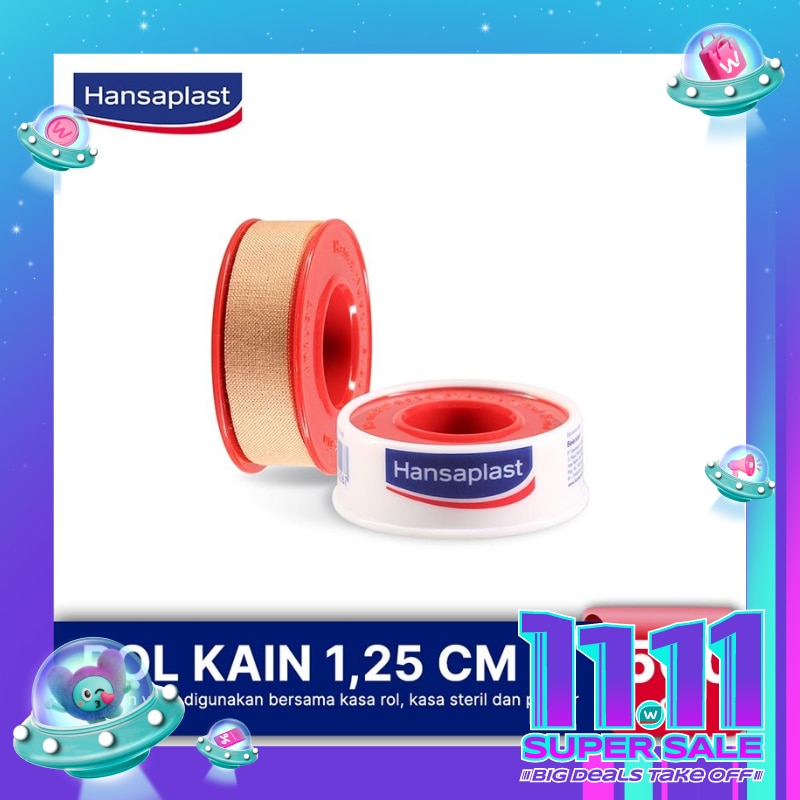 Hansaplast Roll Kain 1.25cm x 5m - Plester Berdaya Rekat yang Kuat