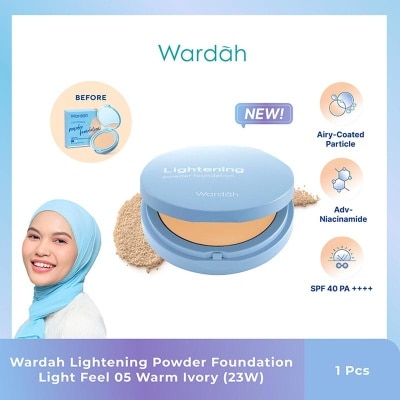 LIGHT+ - Wardah Lightening Powder Foundation Light Feel 05 Warm Ivory (23W) 12g