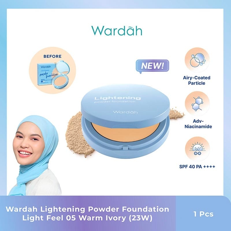 Wardah Powder Foundation Light Feel 05 Warm Ivory (23W) 12 g