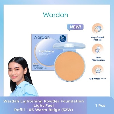 WARDAH Wardah Refill Lightening Powder Foundation Light Feel 06 Warm Beige (32W) 12g