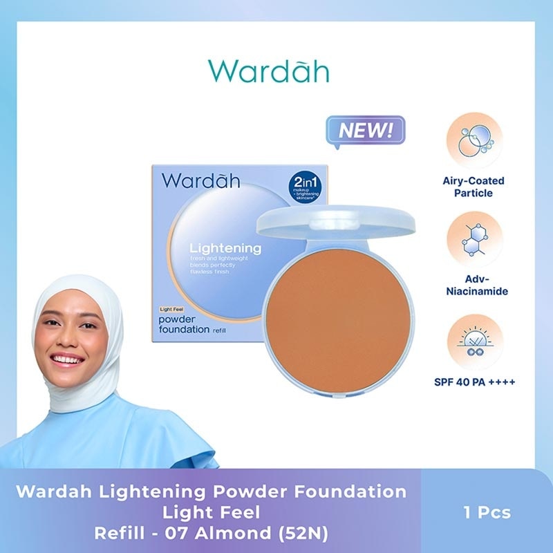 Wardah Refill Lightening Powder Foundation Light Feel 07 Almond (52N) 12g