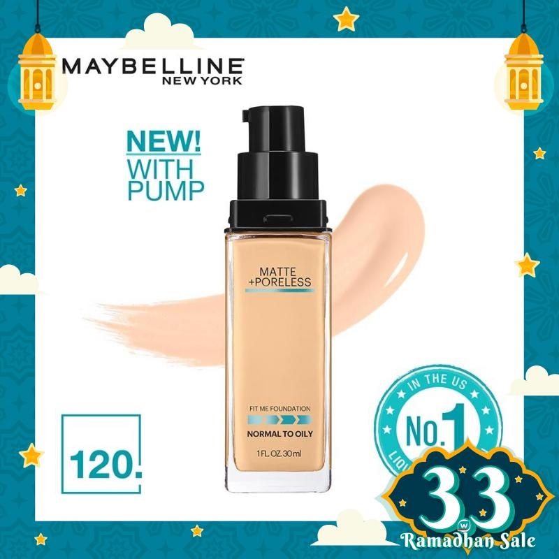 Promo Harga Maybelline Fit Me! Matte + Poreless Liquid Matte Foundation 120 Classic Ivory 30 ml - Watsons