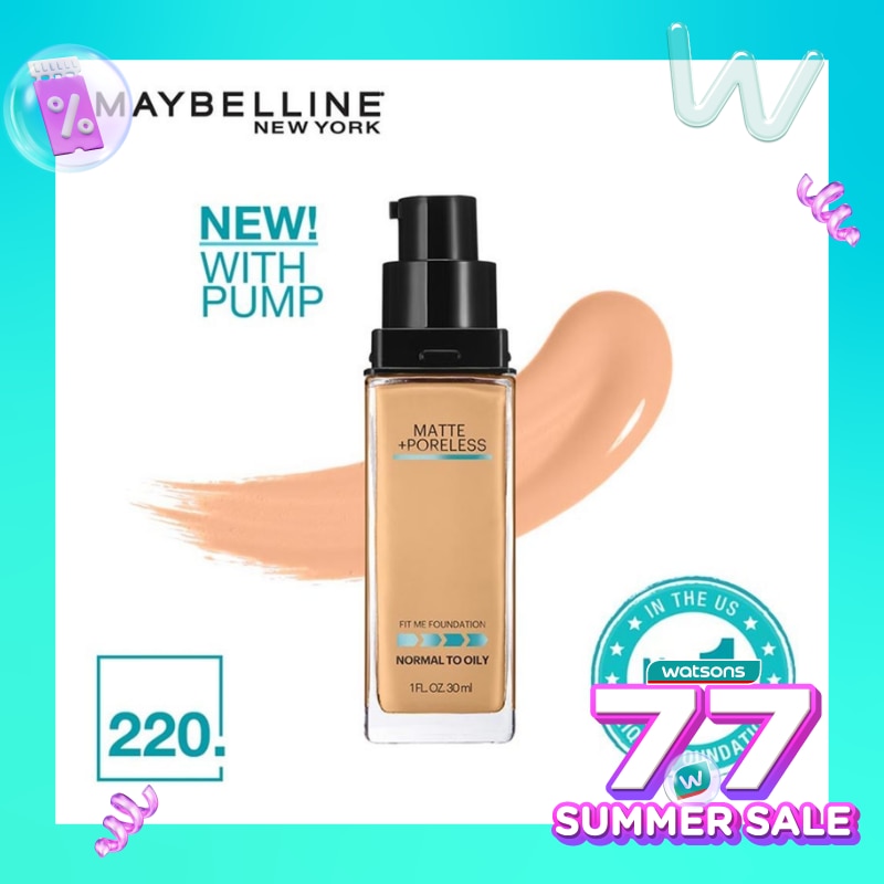 MAYBELLINE Fit Me Matte + Poreless Liquid Matte Foundation MakeUp (Foundation Cair Hasil Matte Tahan Hingga 24 Jam)