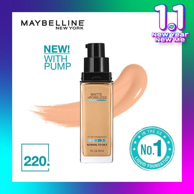 Fit Me Matte + Poreless Liquid Matte Foundation MakeUp (Foundation Cair Hasil Matte Tahan Hingga 24 Jam)