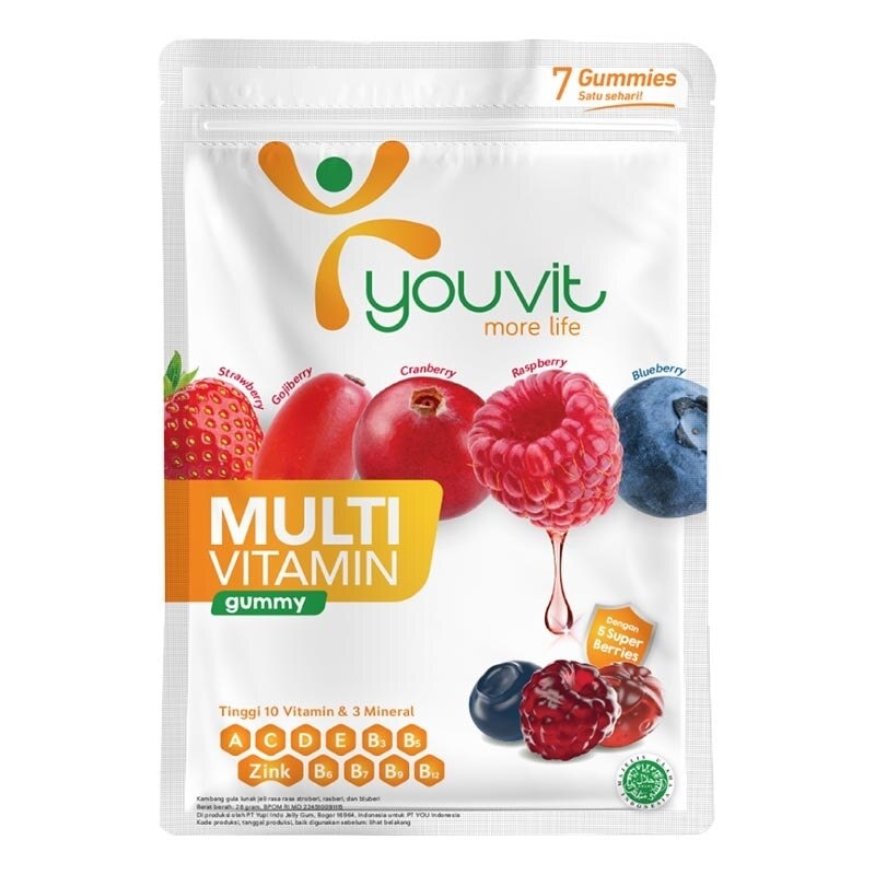 Youvit Multivitamin Dewasa 7 Hari Vit. C, D, Zink & Superberries 28g