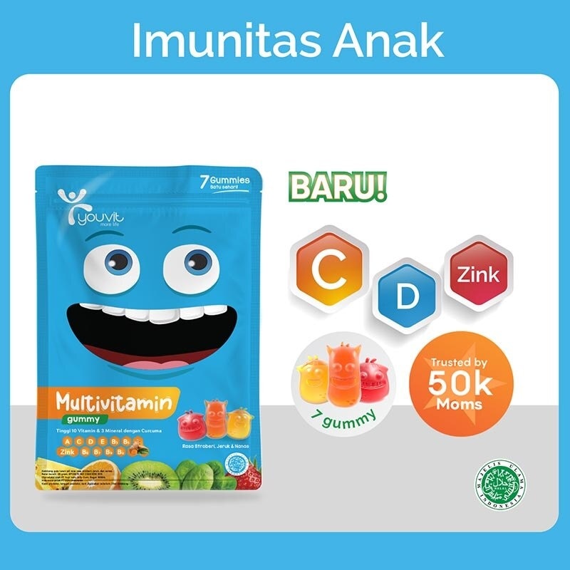 Youvit Multivitamin Anak 7 Hari dengan Vit.C, D, Zink, Sayur &. Buah 28g