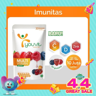 YOUVIT - Youvit Multivitamin Dewasa 30 Hari Vit. C, D, Zink &. Superberries 120g