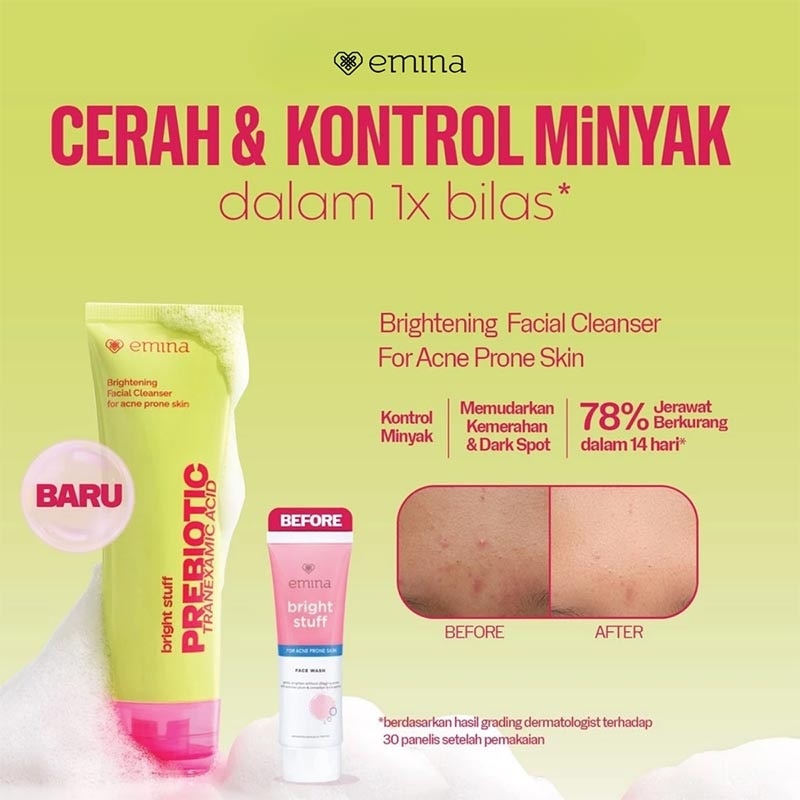 Emina Bright Stuff Prebiotic Tranexamic Acid Brightening Facial Cleanser 50ml