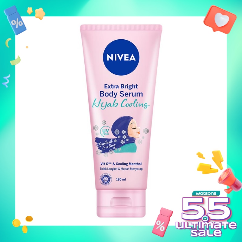 Promo Harga Nivea Body Serum Extra White Hijab Cooling 180 ml - Watsons