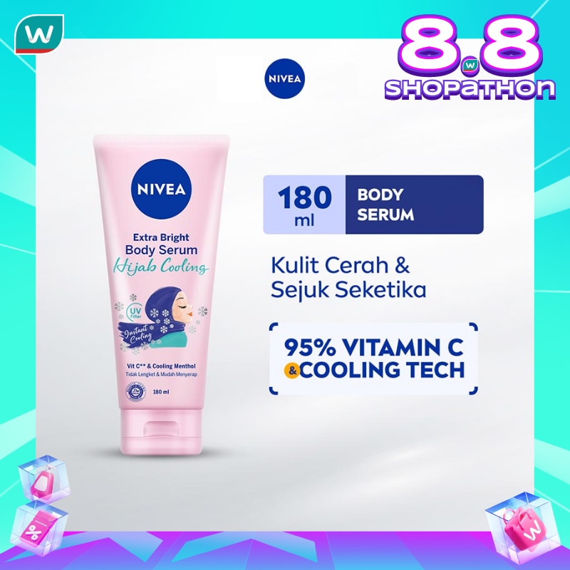 Promo Harga Nivea Body Serum Extra White Hijab Cooling 180 ml - Watsons