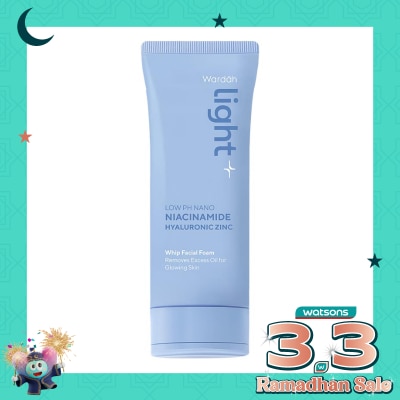 LIGHT+ Light+ by Wardah&nbsp;Low pH Nano Niacinamide Hyaluronic Zinc Whip Facial Foam 100ml - Lightening