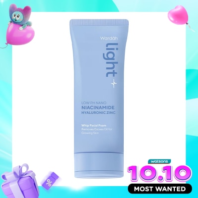 LIGHT+ Light+ by Wardah Low pH Nano Niacinamide Hyaluronic Zinc Whip Facial Foam 100ml Lightening image