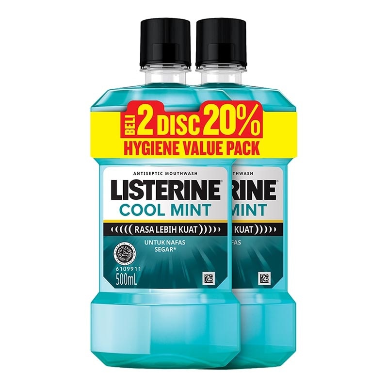 Twin Pack Cool Mint Antiseptic Mouthwash 500ml image