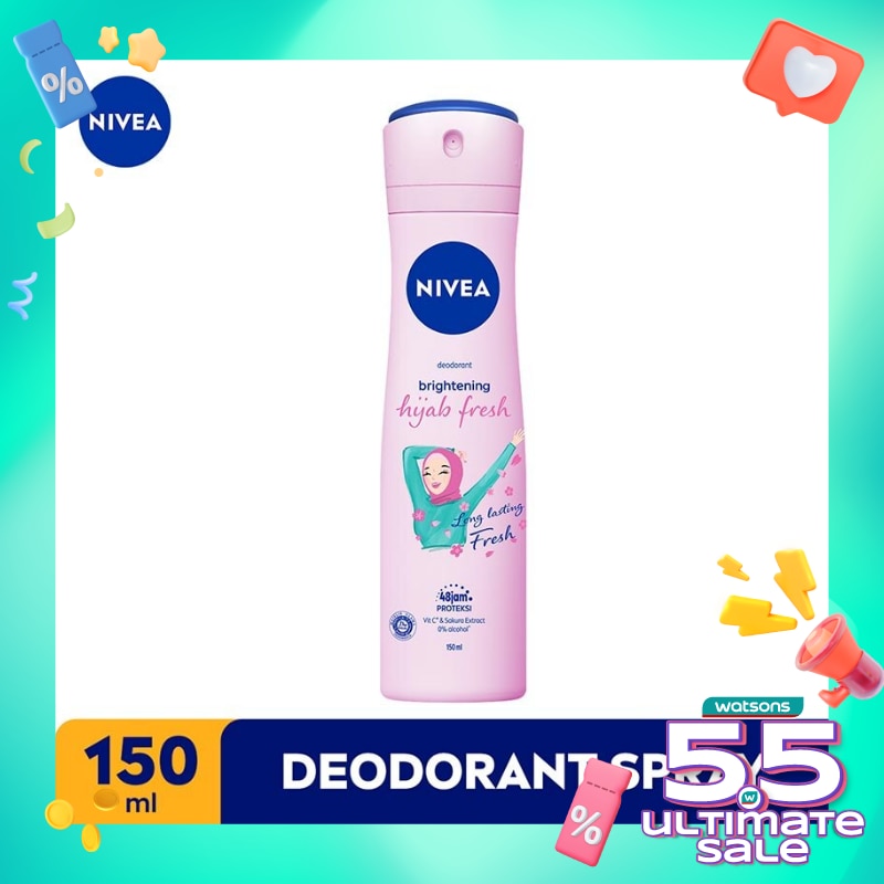 Promo Harga Nivea Deo Spray Whitening Hijab Fresh 150 ml - Watsons