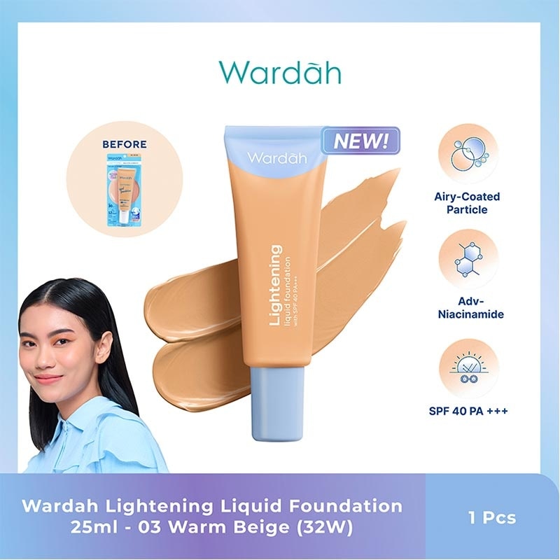 Wardah Lightening Liquid Foundation 03 Warm Beige (32W) 25ml