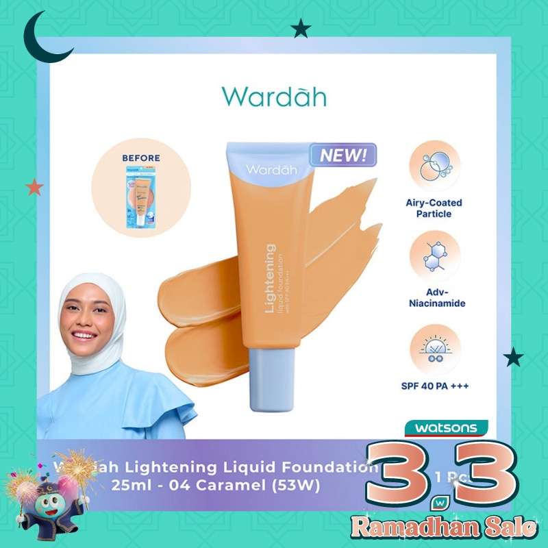 Wardah Lightening Liquid Foundation 04 Caramel (53W) 25ml