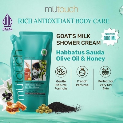 MUTOUCH Goat''s Milk Shower Cream (Refill) with Habbatus Sauda, Olive Oil and Honey 800ml image