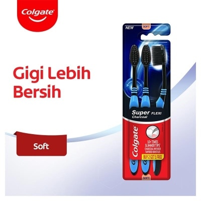 COLGATE Toothbrush Flexi Charcoal 3PK