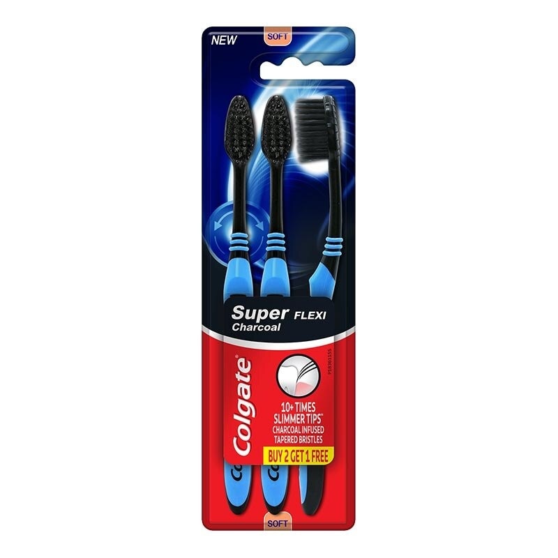 Toothbrush Flexi Charcoal 3PK