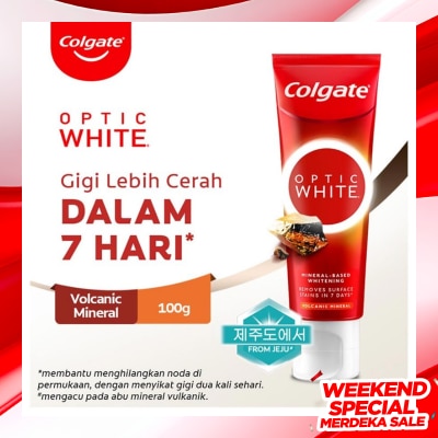 COLGATE Colgate Optic White Whitening Toothpaste Volcanic Mineral 100g - Pasta Gigi