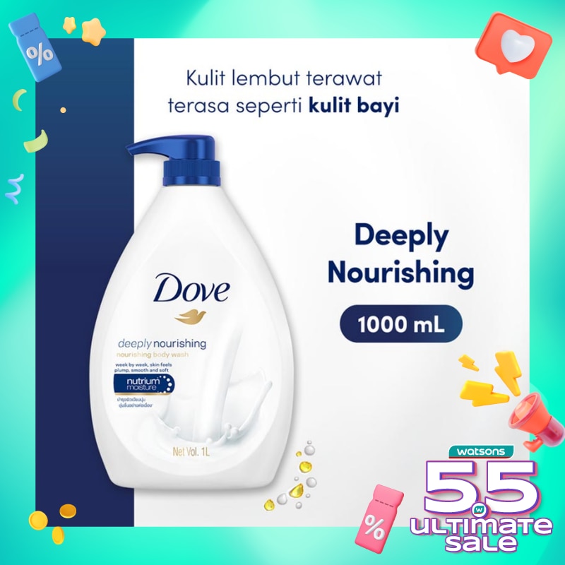 Promo Harga Dove Body Wash Deeply Nourishing 1000 ml - Watsons