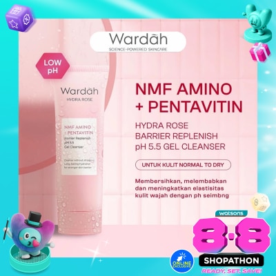 WARDAH - Wardah Hydra Rose NMF Amino + Pentavitin Barrier Replenish pH 5.5 Gel Cleanser 100ml image