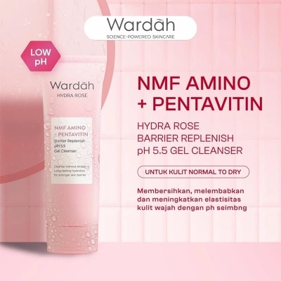 WARDAH - Wardah Hydra Rose NMF Amino + Pentavitin Barrier Replenish pH 5.5 Gel Cleanser 100ml