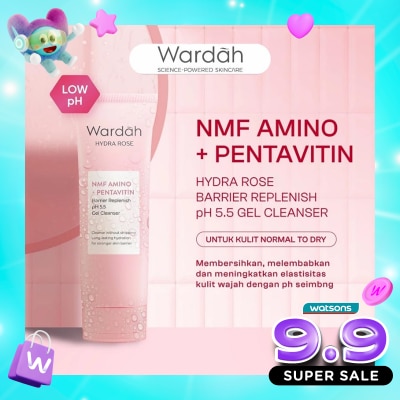 WARDAH - Wardah Hydra Rose NMF Amino + Pentavitin Barrier Replenish pH 5.5 Gel Cleanser 100ml image