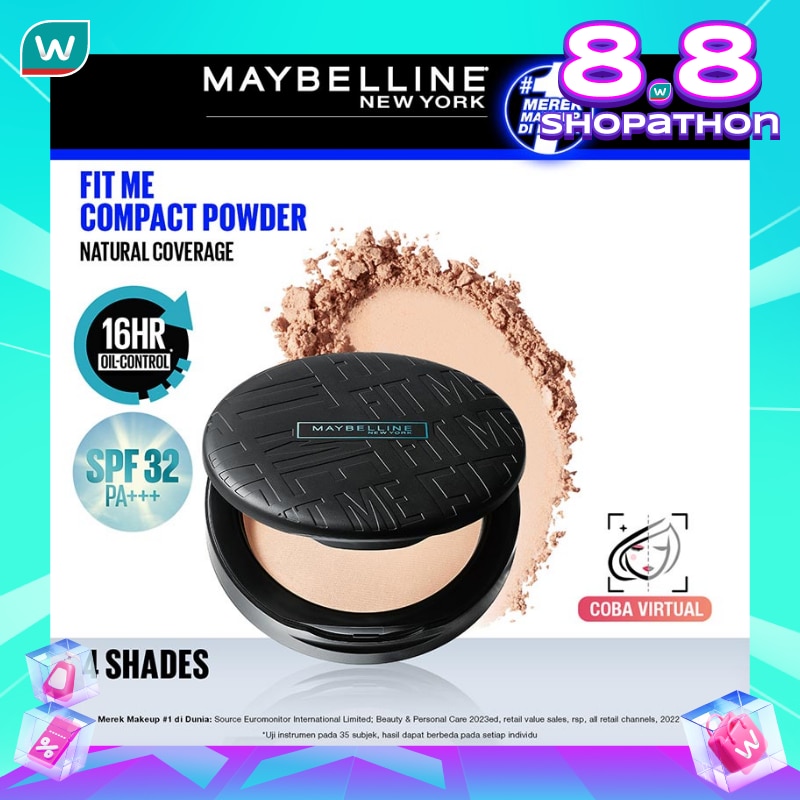 Promo Harga Maybelline Fit Me! 12-Hour Oil Control Powder 120 Classic Ivory 6 gr - Watsons