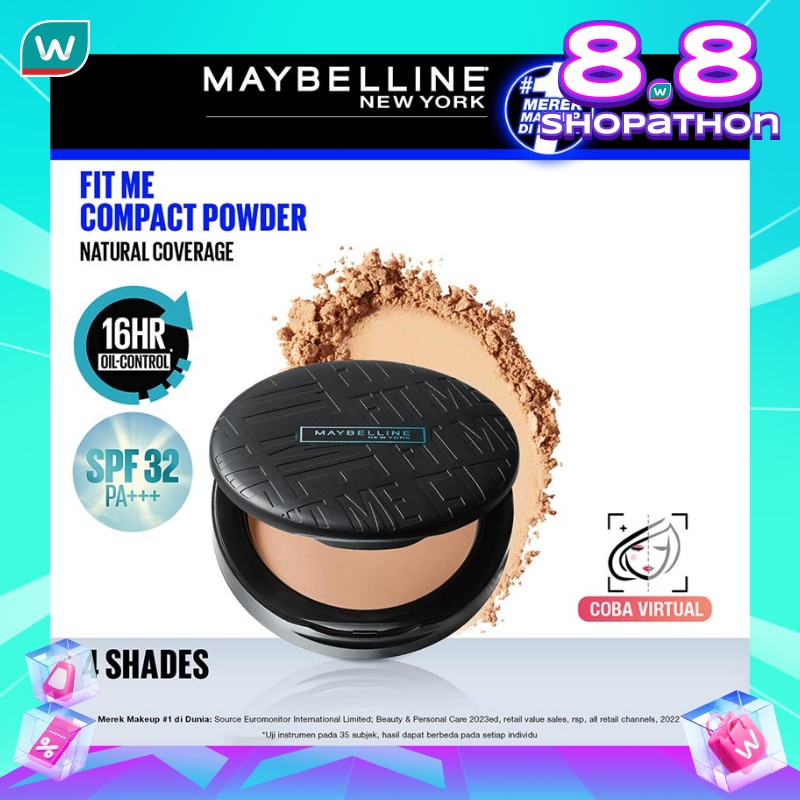 Promo Harga Maybelline Fit Me! 12-Hour Oil Control Powder 128 Warm Nude 6 gr - Watsons