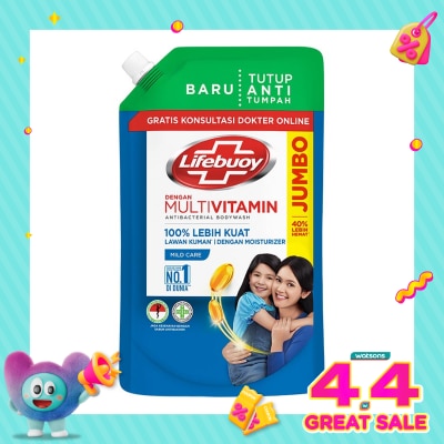 LIFEBUOY - Lifebuoy Body Wash Sabun Mandi Cair Refill Mild Care 900Ml
