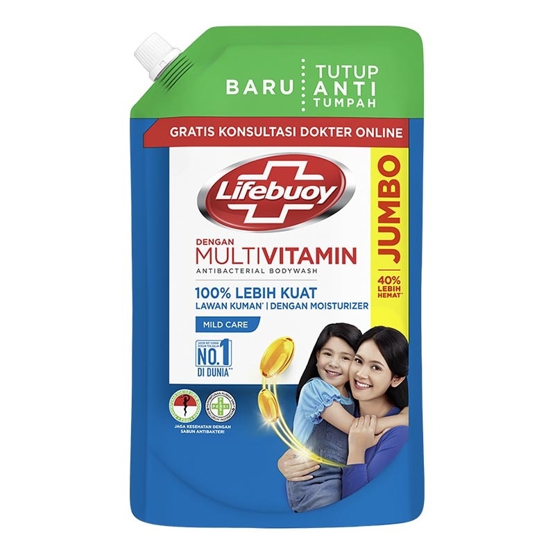 Lifebuoy Body Wash Sabun Mandi Cair Refill Mild Care 900Ml