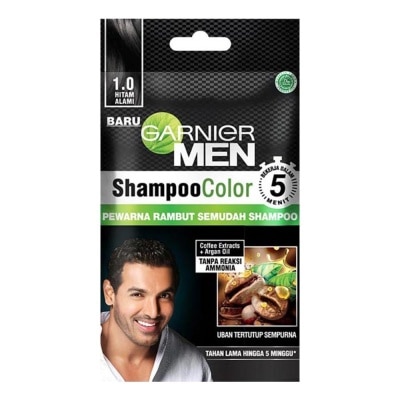 GARNIER Men Shampoo Color 1.0 Hitam Alami 10ml + 10ml