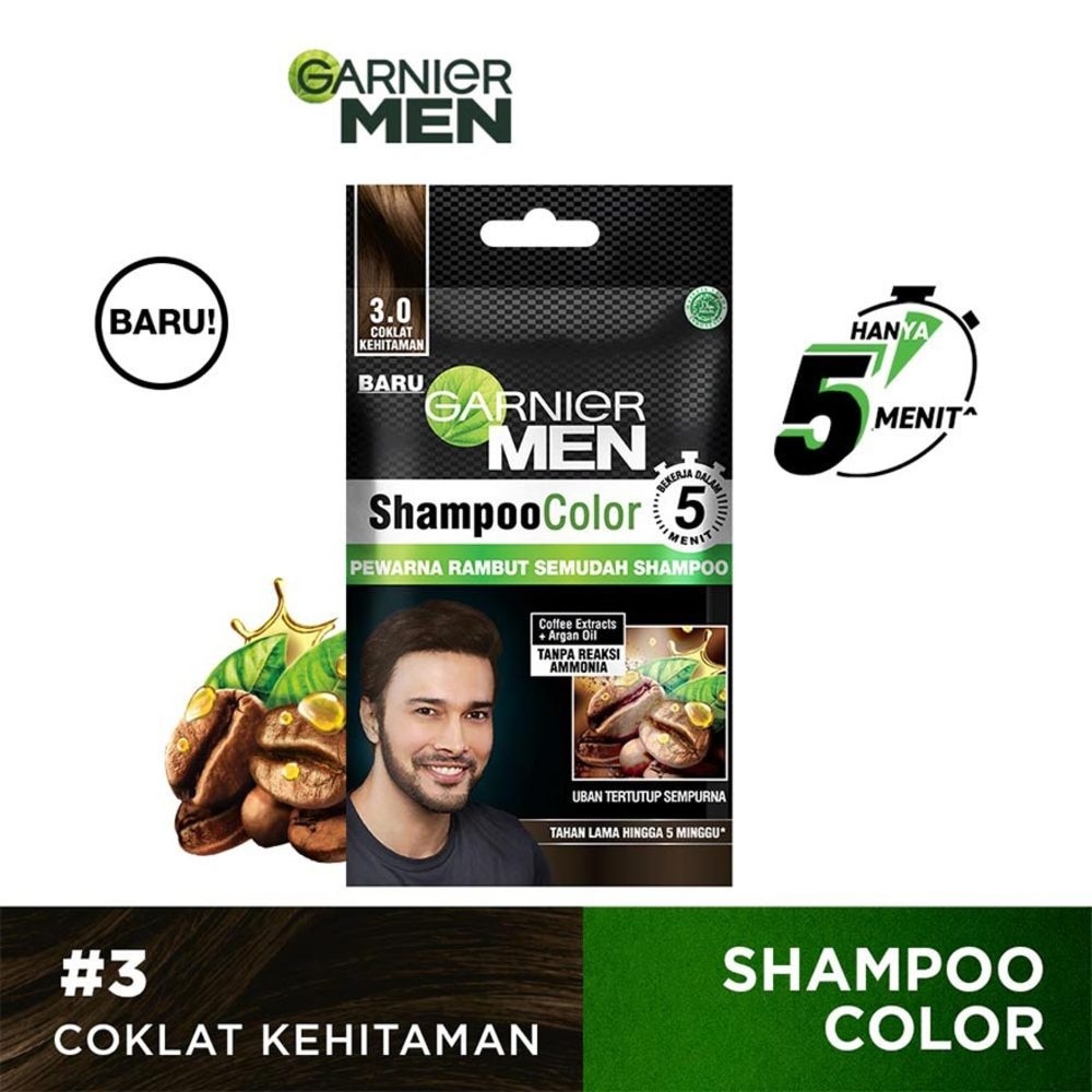 Men Shampoo Color 3.0 Coklat Kehitaman 10ml + 10ml