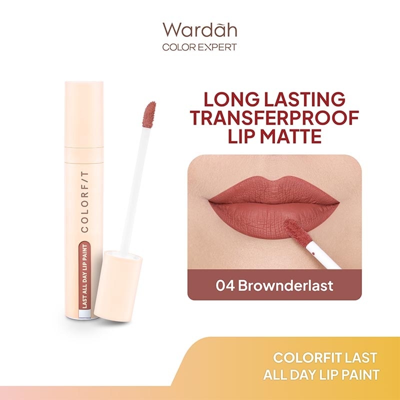 Colorfit Last All Day Lip Paint 04 Brownderlast 4g - Tahan Lama Hingga 12 Jam - Transferproof dengan One Swipe Coverage - Warna Intense