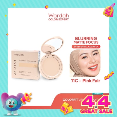 WARDAH - Wardah Colorfit Velvet Powder Foundation 11C Pink Fair 11g