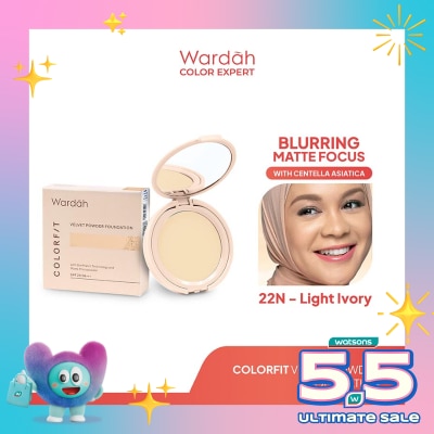 WARDAH - Wardah Colorfit Velvet Powder Foundation 22N Light Ivory 11g