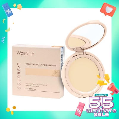 WARDAH Colorfit Velvet Powder Foundation 22N Light Ivory 11g