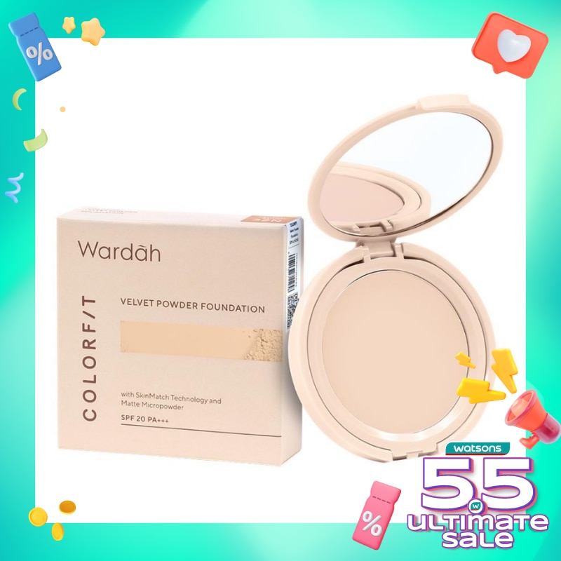 Promo Harga Wardah Colorfit Velvet Powder Foundation 32N 11 gr - Watsons
