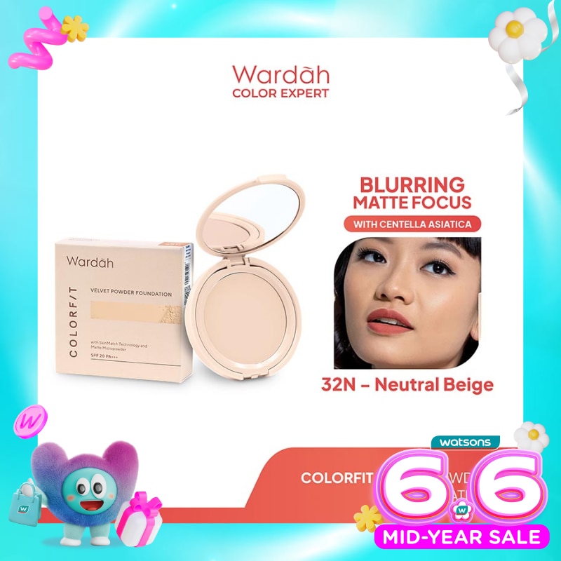 Wardah Colorfit Velvet Powder Foundation 32N Neutral Beige 11g