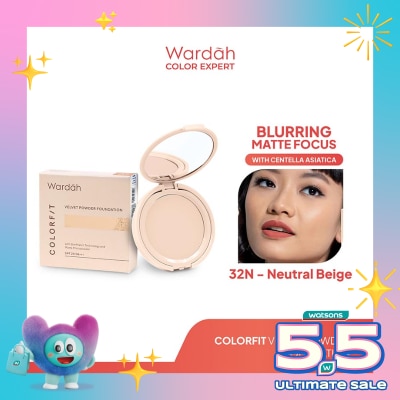 WARDAH - Wardah Colorfit Velvet Powder Foundation 32N Neutral Beige 11g