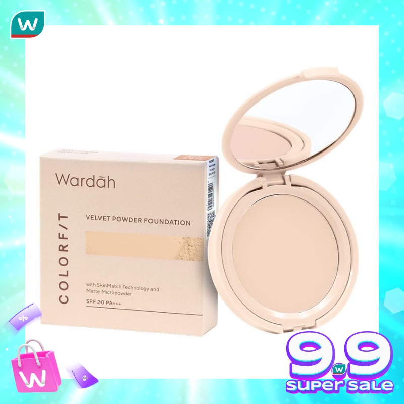 Promo Harga Wardah Colorfit Velvet Powder Foundation 32N 11 gr - Watsons