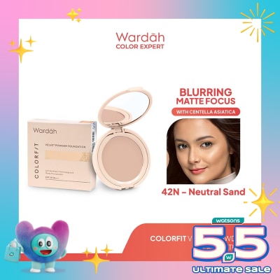 WARDAH - Wardah Colorfit Velvet Powder Foundation 42N Neutral Sand 11g