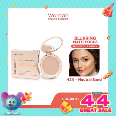 WARDAH - Wardah Colorfit Velvet Powder Foundation 42N Neutral Sand 11g