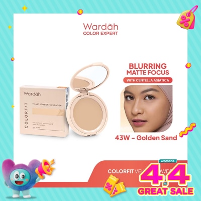 WARDAH - Wardah Colorfit Velvet Powder Foundation 43W Golden Sand 11g